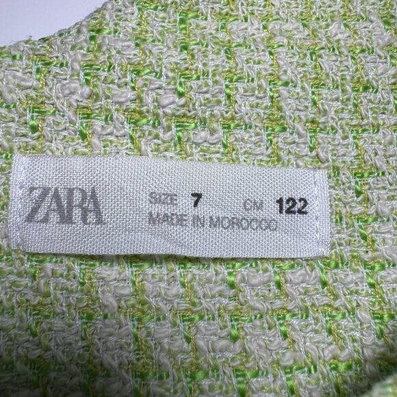Zara Girls Sleeveless Dress Size 7, Green, Frayed Texture, Spring Dress - Picture 6 of 11
